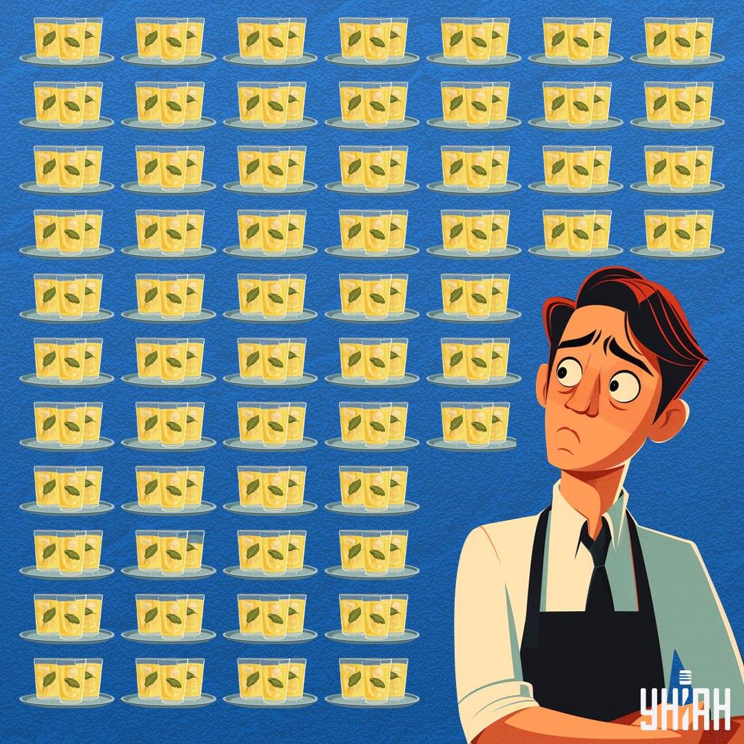 Finde ein Glas, das weniger Limonade enthält als der Rest der Behälter / Collage Moje