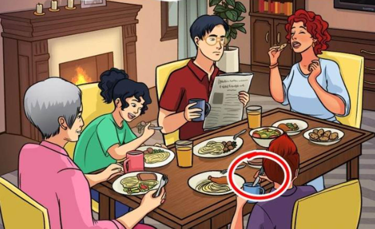 Junge, der ein Getränk mit einem Messer umrührt, macht einen Fehler / Bright Side drawing