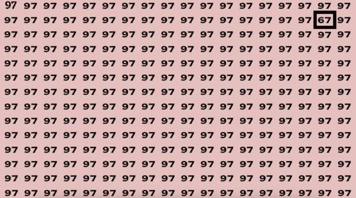 Nimm die Herausforderung an: Nur scharfe Augen können die Zahl 67 auf dem Rätsel in 3 Sekunden erkennen